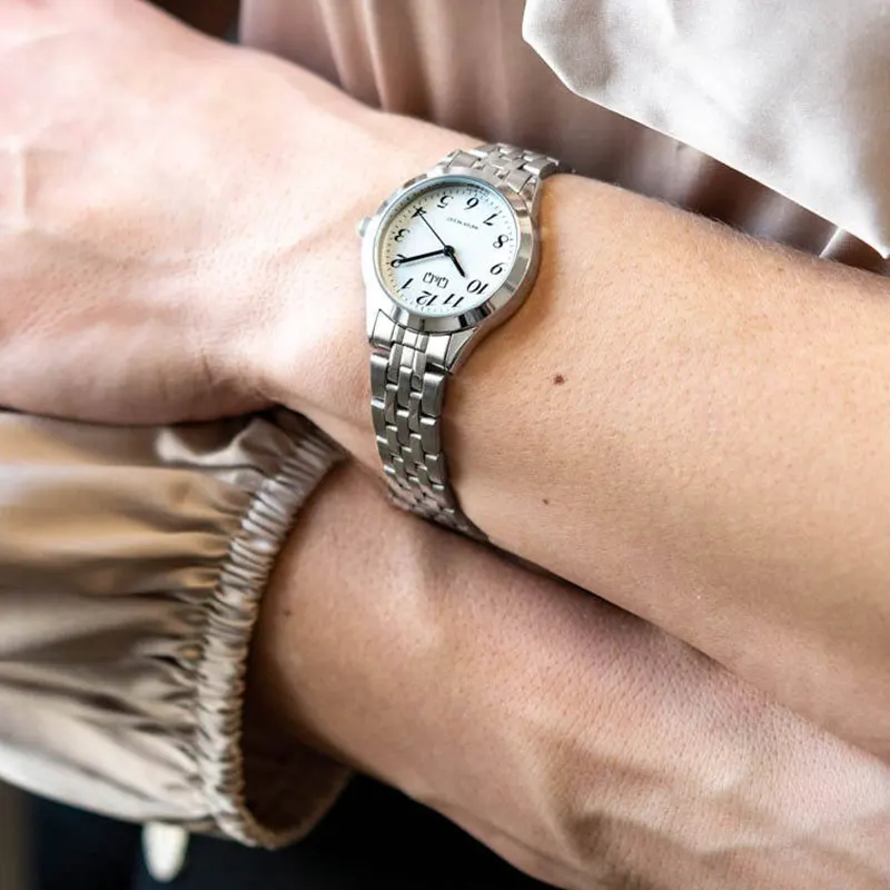 Q&Q Numeric White Dial Silver-tone Ladies Watch- C01A-001PY